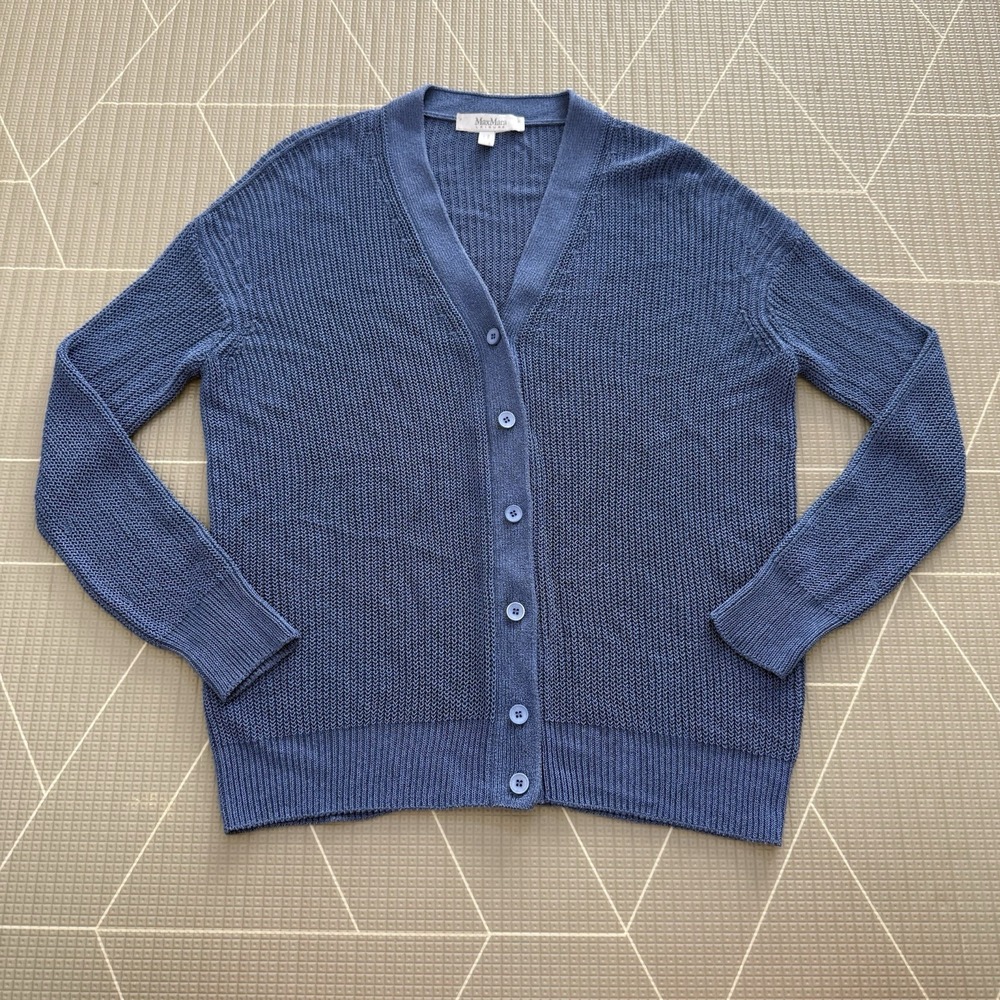 MAX MARA Leisure Tenue Knit Cardigan Size XS-S Blue Luxury Cottagecore